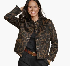 Brushed Leopard-Print Bomber