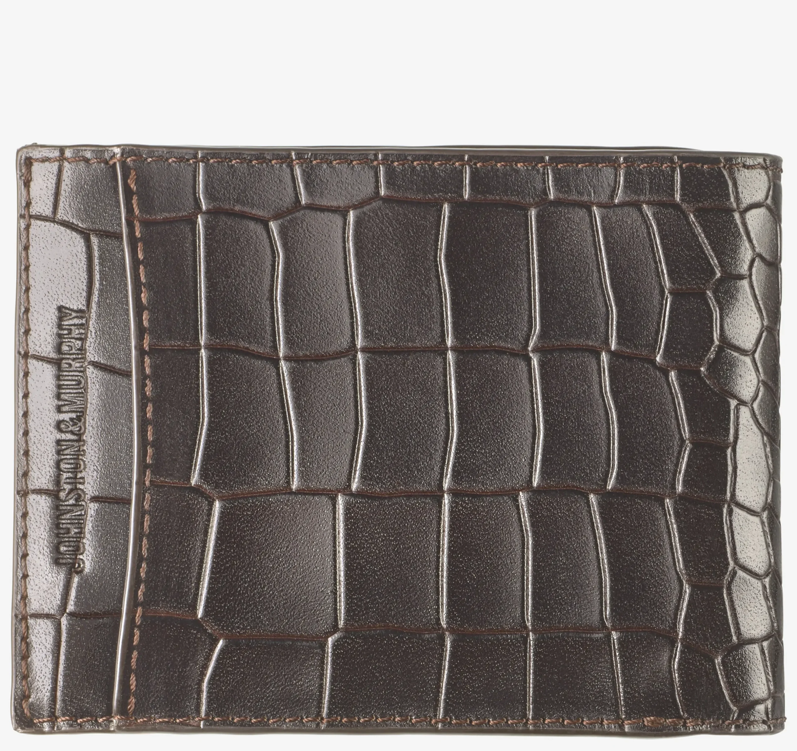 Croc-Embossed Leather Billfold Wallet