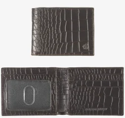 Croc-Embossed Leather Billfold Wallet