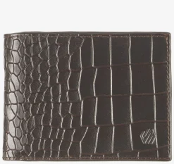 Croc-Embossed Leather Billfold Wallet