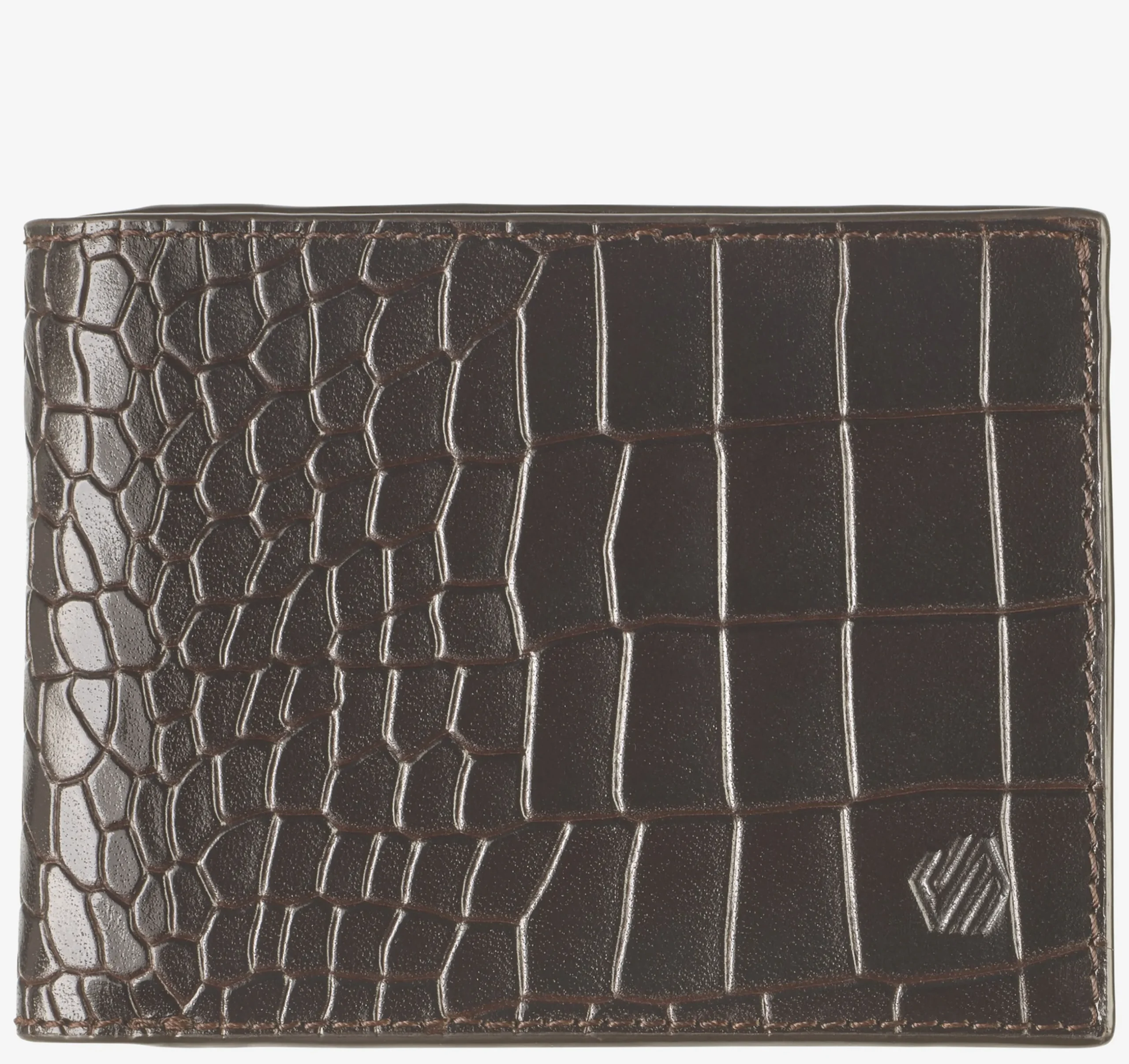 Croc-Embossed Leather Billfold Wallet