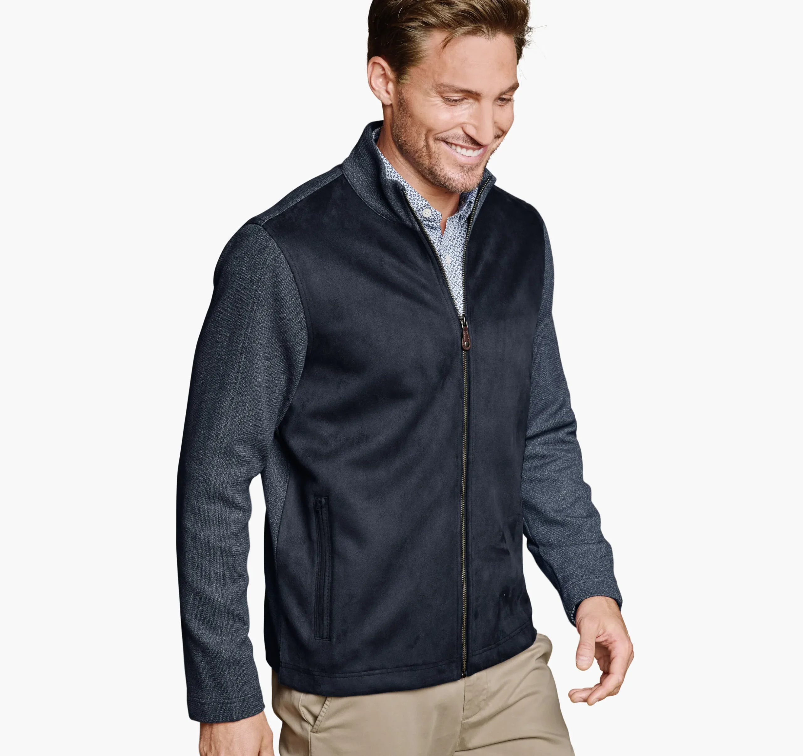 Faux-Suede Full-Zip