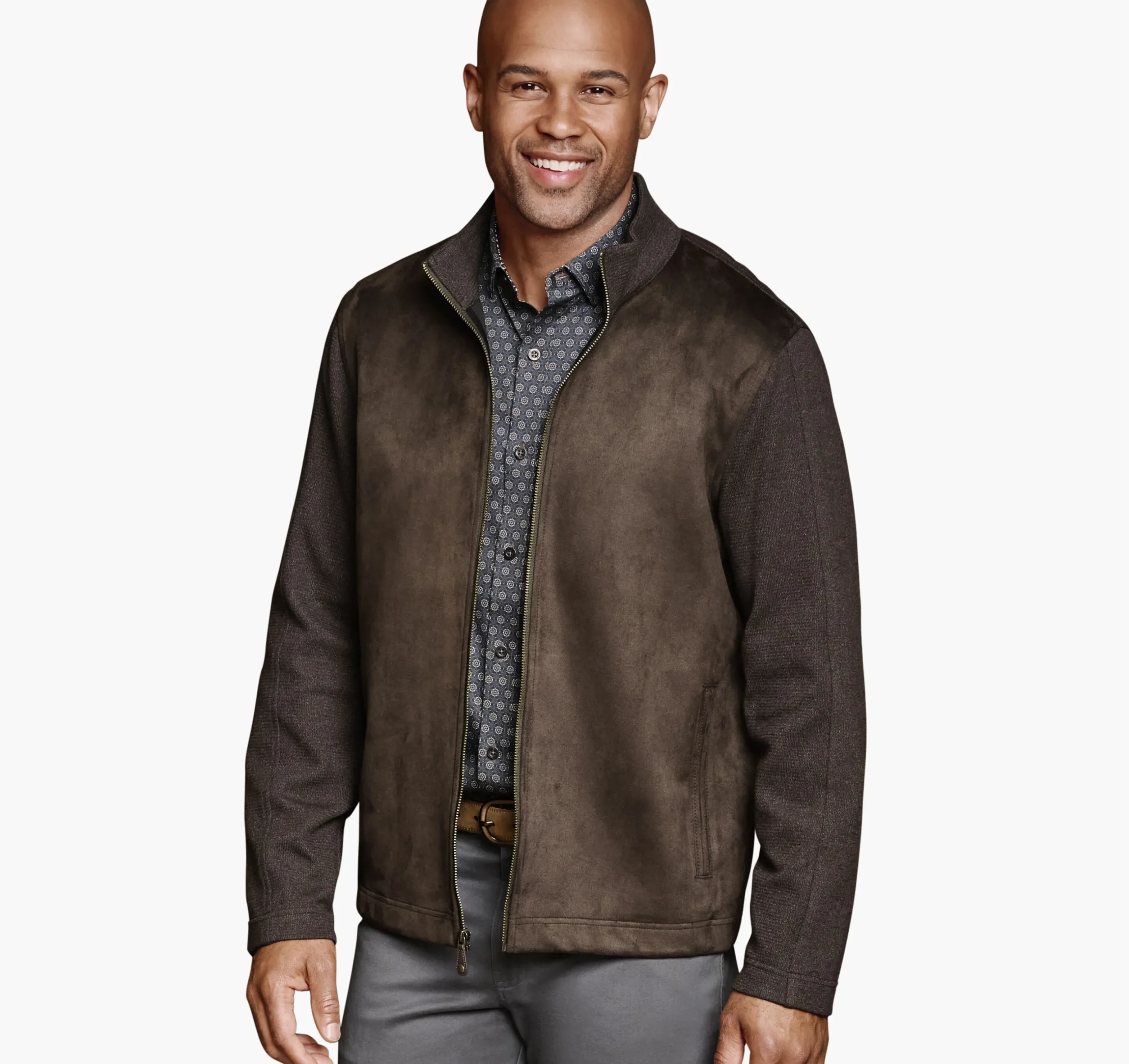 Faux-Suede Full-Zip