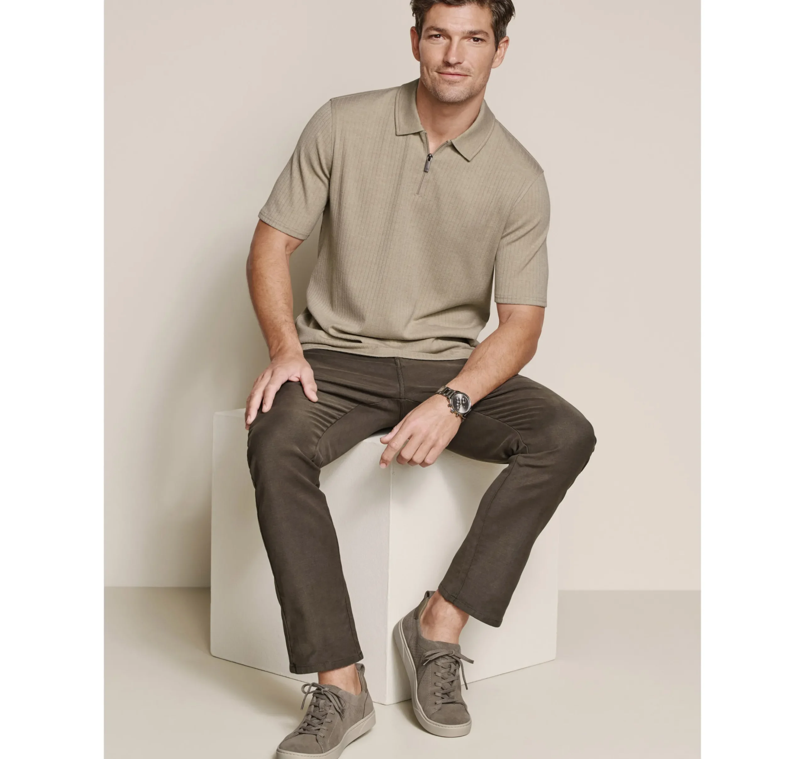 Finn Ribbed Zip Polo