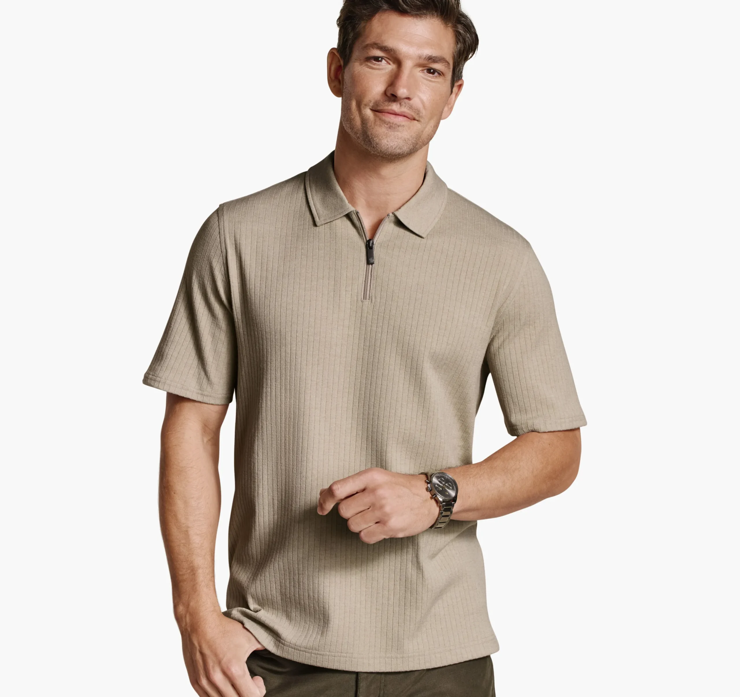 Finn Ribbed Zip Polo