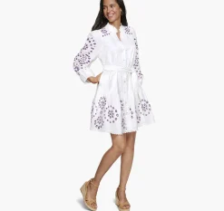Game Day Button-Front Eyelet Dress