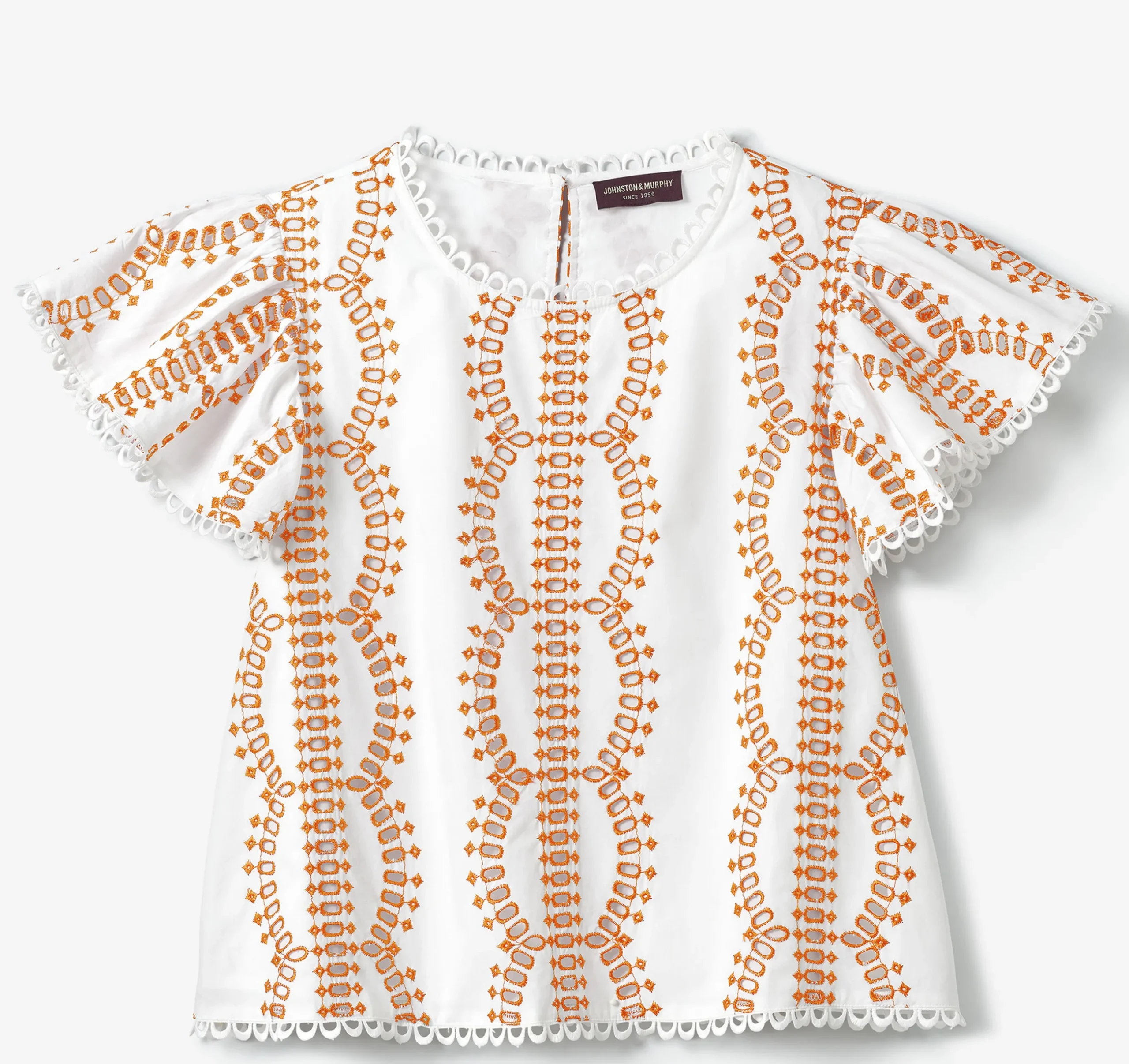 Game Day Eyelet Flutter Sleeve Top
