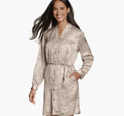Printed Button-Front Dress