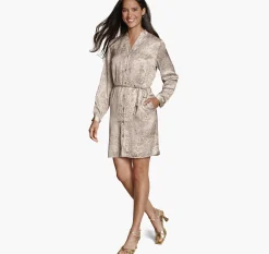 Printed Button-Front Dress