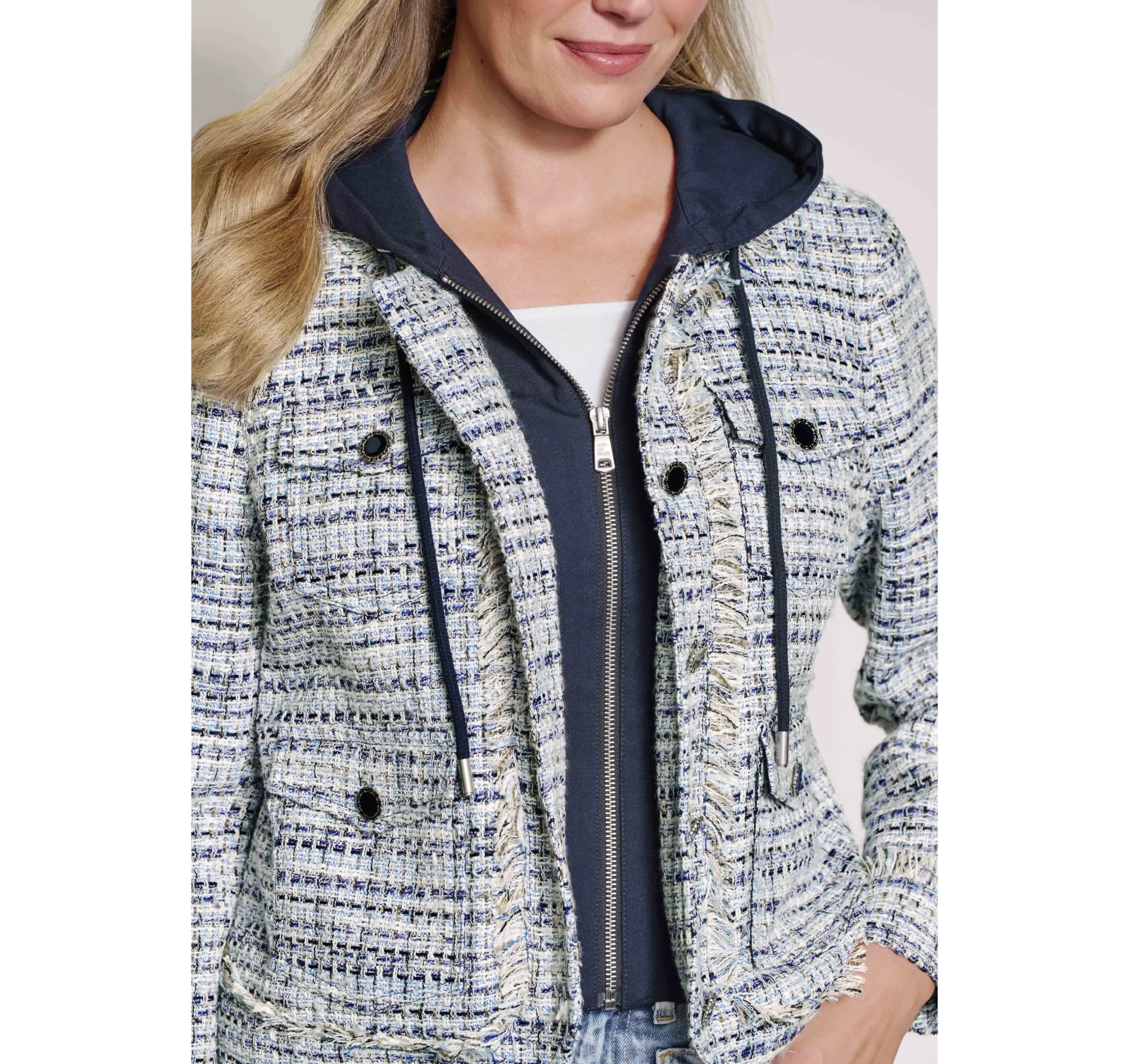 Tweed Jacket with Removable Hooded Bib