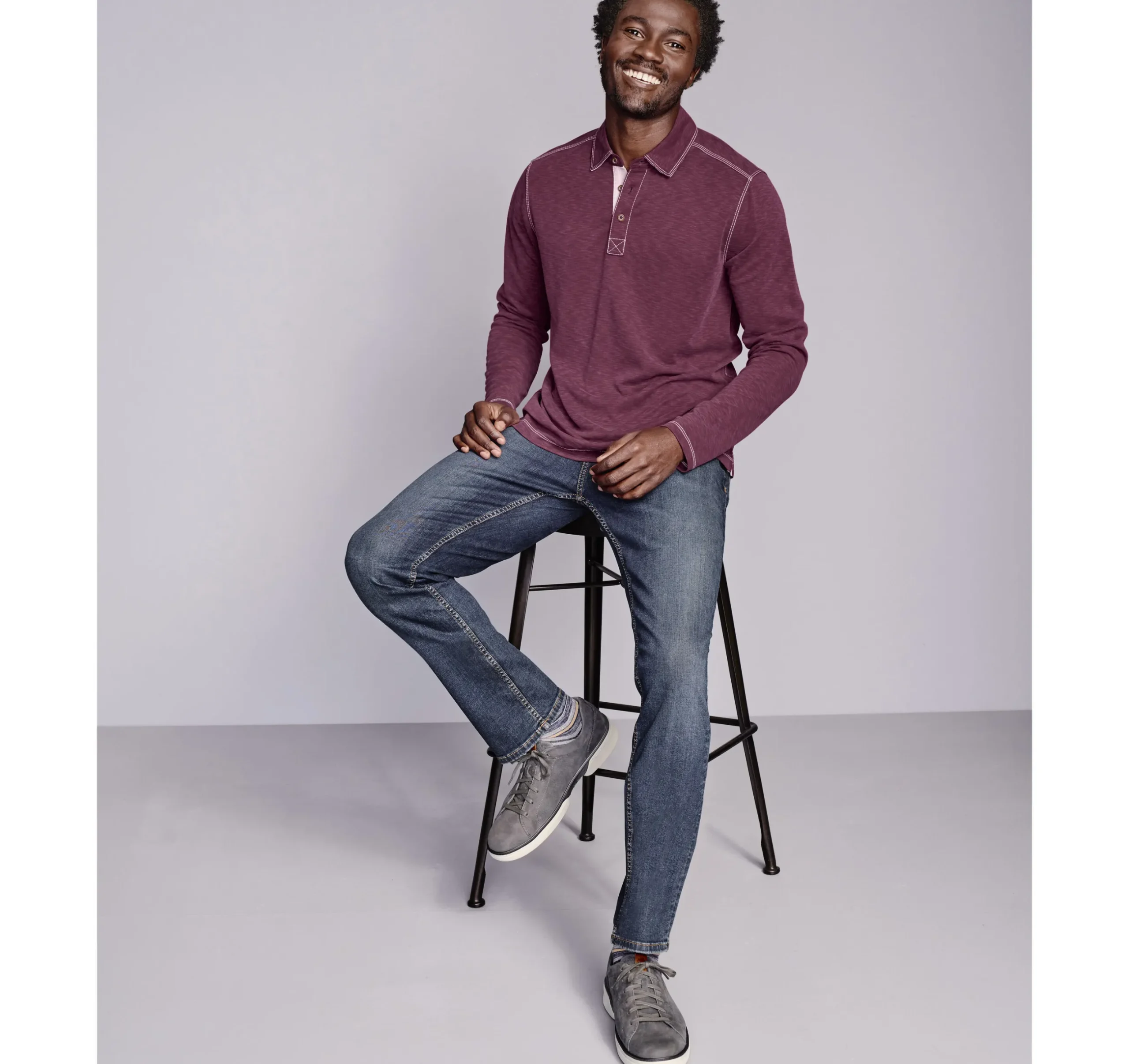Vintage Slub Long-Sleeve Polo