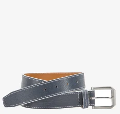 White-Edged Textured Leather Belt