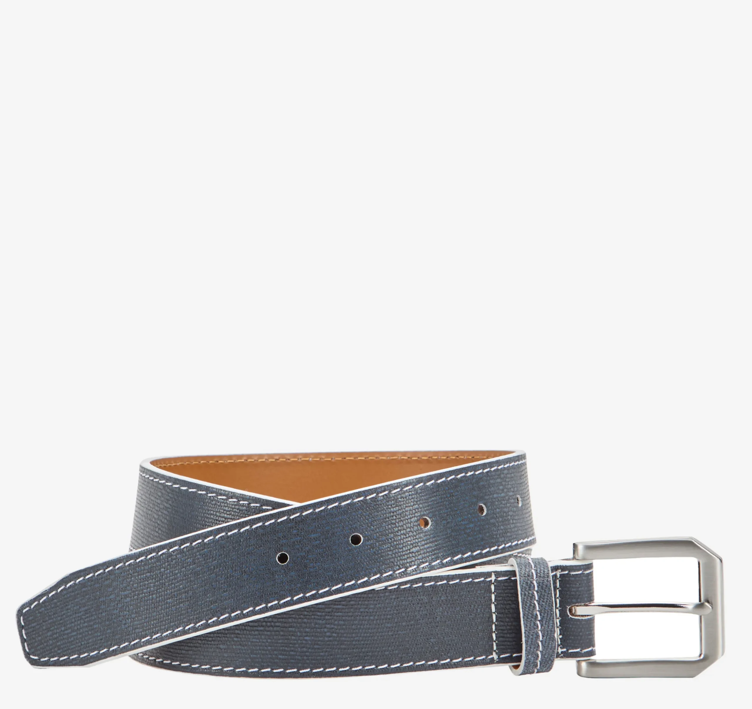 White-Edged Textured Leather Belt