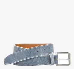 White-Edged Textured Leather Belt