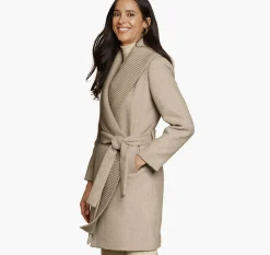 Wool-Blend Coat with Removable Knit Collar