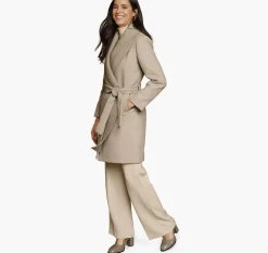 Wool-Blend Coat with Removable Knit Collar